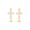 Thumbnail Image 2 of Diamond Cross Hoop Earrings 1/4 ct tw 10K Yellow Gold