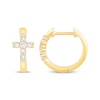 Thumbnail Image 3 of Diamond Cross Hoop Earrings 1/4 ct tw 10K Yellow Gold