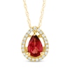 Thumbnail Image 0 of Pear-Shaped Garnet & Diamond Necklace 1/15 ct tw 14K Yellow Gold 18"