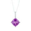 Thumbnail Image 1 of Cushion-Cut Amethyst & Diamond Accent Necklace 10K White Gold 18&quot;