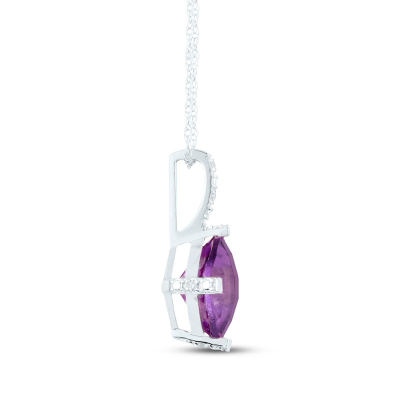 Main Image 2 of Cushion-Cut Amethyst & Diamond Accent Necklace 10K White Gold 18&quot;