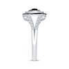 Thumbnail Image 2 of Black & White Multi-Diamond Center Halo Ring 1/2 ct tw Sterling Silver