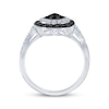 Thumbnail Image 3 of Black & White Multi-Diamond Center Halo Ring 1/2 ct tw Sterling Silver