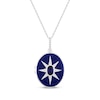 Thumbnail Image 1 of Enamel & Oval-Cut Blue Lab-Created Sapphire Star Locket Necklace Sterling Silver 18&quot;