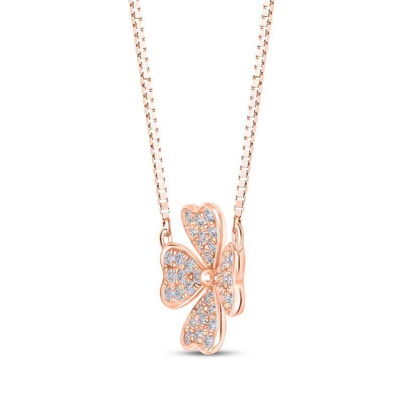 Diamond Flower Necklace 1/8 ct tw 10K Rose Gold 18"