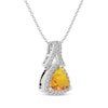 Thumbnail Image 2 of Trillion-Cut Citrine & White Lab-Created Sapphire Necklace Sterling Silver 18&quot;