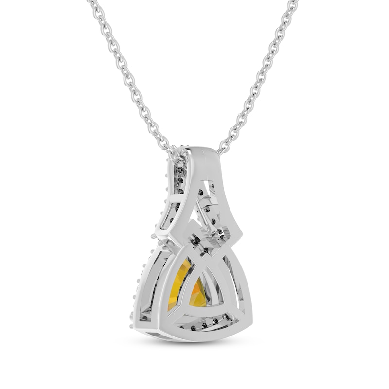 Main Image 3 of Trillion-Cut Citrine & White Lab-Created Sapphire Necklace Sterling Silver 18&quot;