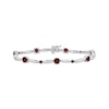 Thumbnail Image 0 of Garnet & White Lab-Created Sapphire Link Bracelet Sterling Silver 7.5"