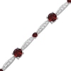 Thumbnail Image 1 of Garnet & White Lab-Created Sapphire Link Bracelet Sterling Silver 7.5"