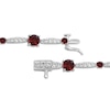 Thumbnail Image 2 of Garnet & White Lab-Created Sapphire Link Bracelet Sterling Silver 7.5"