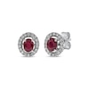 Thumbnail Image 1 of Oval-Cut Natural Ruby & Diamond Halo Stud Earrings 1/6 ct tw 10K White Gold