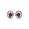 Thumbnail Image 2 of Oval-Cut Natural Ruby & Diamond Halo Stud Earrings 1/6 ct tw 10K White Gold