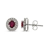 Thumbnail Image 3 of Oval-Cut Natural Ruby & Diamond Halo Stud Earrings 1/6 ct tw 10K White Gold