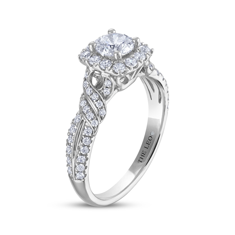 Main Image 2 of THE LEO Diamond Round-Cut Cushion Halo Engagement Ring 1 ct tw 14K White Gold