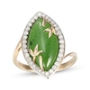 Thumbnail Image 0 of Marquise-Cut Nephrite Jade & Diamond Ring 1/4 ct tw 14K Yellow Gold