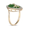 Thumbnail Image 1 of Marquise-Cut Nephrite Jade & Diamond Ring 1/4 ct tw 14K Yellow Gold