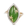 Thumbnail Image 2 of Marquise-Cut Nephrite Jade & Diamond Ring 1/4 ct tw 14K Yellow Gold