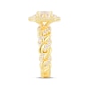 Thumbnail Image 1 of Emerald-Cut Diamond Double Halo Braided Shank Engagement Ring 1-1/2 ct tw 14K Yellow Gold