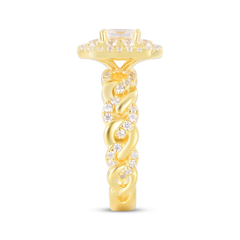 Emerald-Cut Diamond Double Halo Braided Shank Engagement Ring 1-1/2 ct tw 14K Yellow Gold