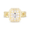 Thumbnail Image 3 of Emerald-Cut Diamond Double Halo Braided Shank Engagement Ring 1-1/2 ct tw 14K Yellow Gold