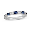 Thumbnail Image 1 of Neil Lane Baguette-Cut Natural Blue Sapphire & Diamond Anniversary Ring 1/10 ct tw 14K White Gold