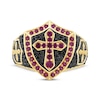 Thumbnail Image 3 of Men's Lab-Created Ruby & Black Diamond Cross Shield Ring 3/4 ct tw 10K Yellow Gold