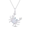 Thumbnail Image 1 of Oval-Cut Opal, Swiss Blue Topaz & White Lab-Created Sapphire Crab Necklace Sterling Silver 18&quot;