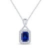 Thumbnail Image 1 of Octagon-Cut Blue Lab-Created Sapphire & White Lab-Created Sapphire Necklace Sterling Silver 18&quot;