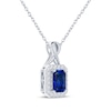 Thumbnail Image 2 of Octagon-Cut Blue Lab-Created Sapphire & White Lab-Created Sapphire Necklace Sterling Silver 18&quot;