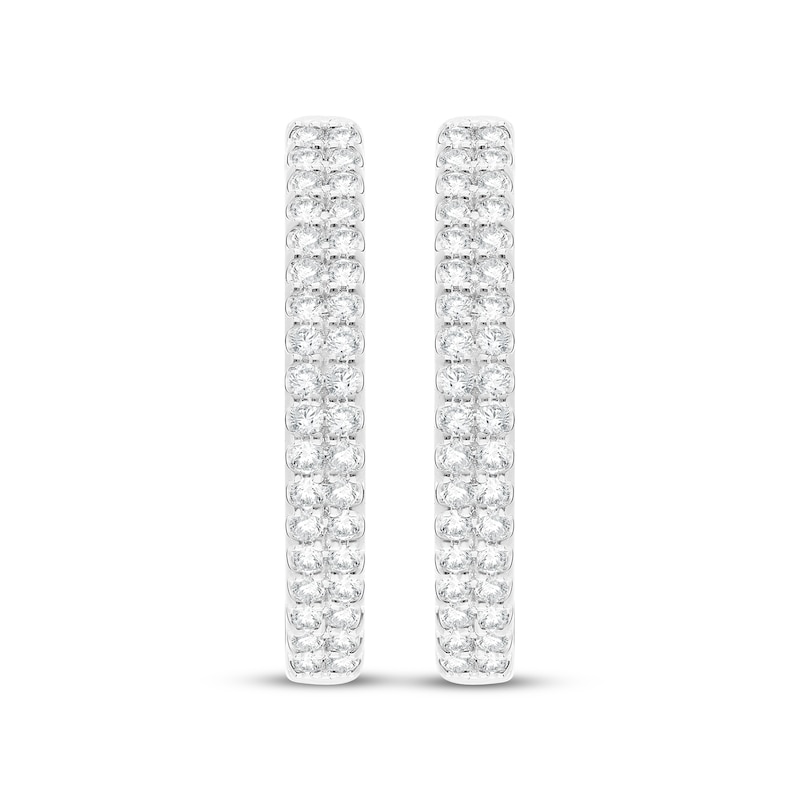 Main Image 2 of Diamond Two-Row Hoop Earrings 1 ct tw 10K White Gold