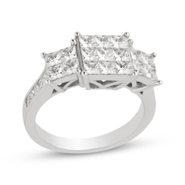 Princess-Cut Multi-Diamond Engagement Ring 2 ct tw 14K White Gold