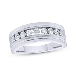 Men's Diamond Channel Fashion Ring 1 ct tw 10K White Gold