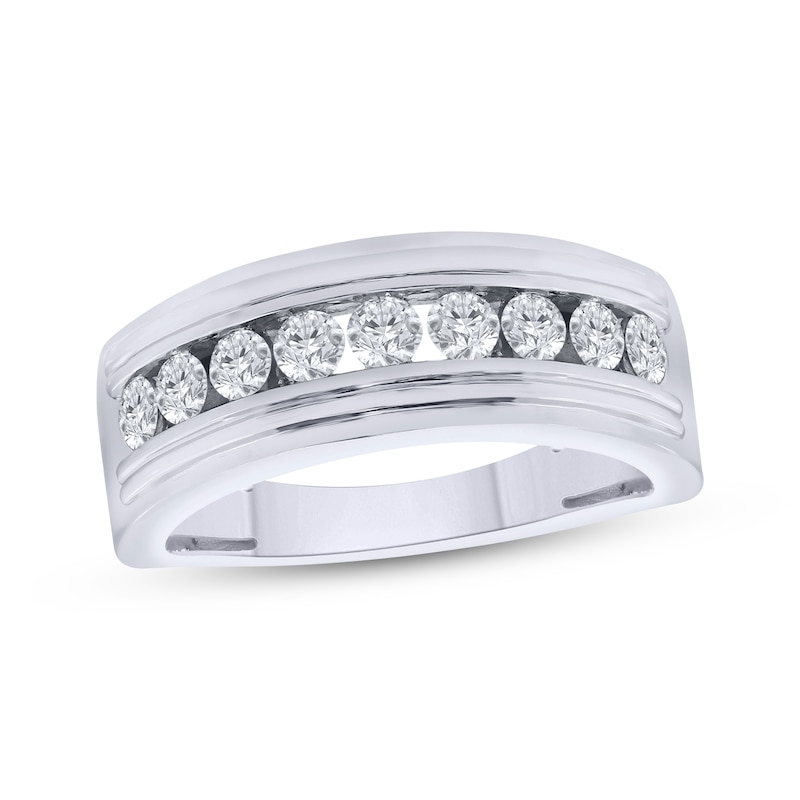 Main Image 1 of Men's Diamond Channel Fashion Ring 1 ct tw 10K White Gold