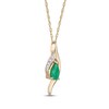 Thumbnail Image 2 of Pear-Shaped Natural Emerald & Diamond Accent Necklace 14K Yellow Gold