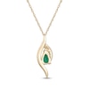 Thumbnail Image 3 of Pear-Shaped Natural Emerald & Diamond Accent Necklace 14K Yellow Gold