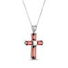 Thumbnail Image 2 of Baguette-Garnet Cross Necklace Sterling Silver 18&quot;