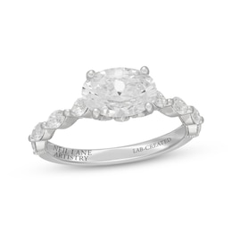 Neil Lane Artistry East West Oval-Cut Lab-Grown Diamond Engagement Ring 2-1/5 ct tw 14K White Gold