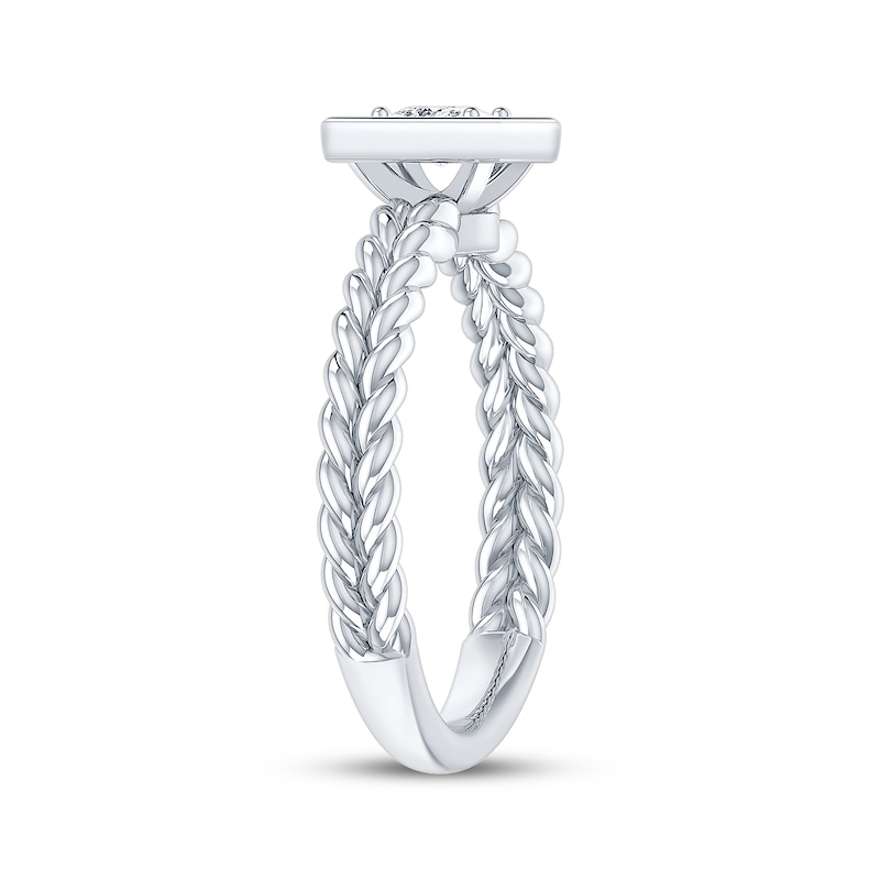 Main Image 2 of Princess-Cut Diamond Bezel-Look Solitaire Braided Shank Engagement Ring 1/4 ct tw 14K White Gold (I/I2)