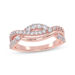 Diamond Wave Crossover Ring 1/2 ct tw 14K Rose Gold