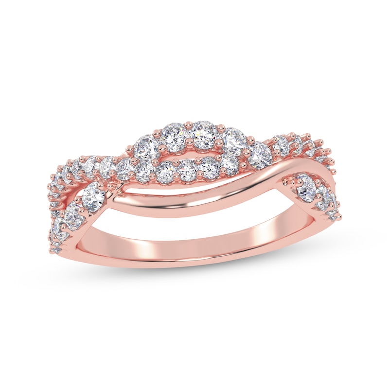 Main Image 1 of Diamond Wave Crossover Ring 1/2 ct tw 14K Rose Gold