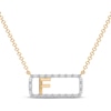 Thumbnail Image 1 of Diamond F Initial Rectangle Necklace 1/10 ct tw 10K Yellow Gold 18&quot;