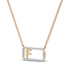 Thumbnail Image 2 of Diamond F Initial Rectangle Necklace 1/10 ct tw 10K Yellow Gold 18&quot;