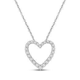 Lab-Grown Diamonds by KAY Heart Outline Necklace 1/2 ct tw 14K White Gold 18&quot;