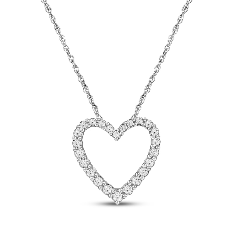 Main Image 1 of Lab-Grown Diamonds by KAY Heart Outline Necklace 1/2 ct tw 14K White Gold 18&quot;