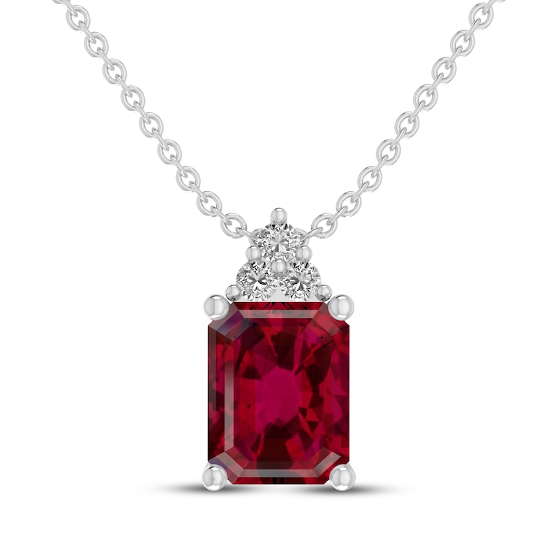 Main Image 1 of Lab-Created Ruby & White Lab-Created Sapphire Necklace Sterling Silver 18&quot;