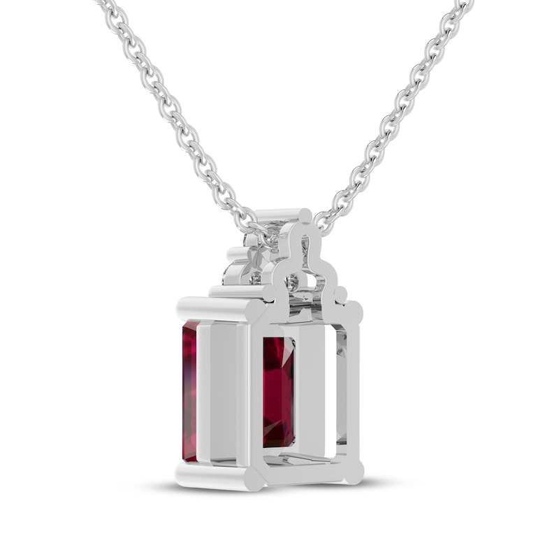 Main Image 3 of Lab-Created Ruby & White Lab-Created Sapphire Necklace Sterling Silver 18&quot;