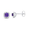 Thumbnail Image 1 of Amethyst Earrings Lab-Created Sapphires Sterling Silver