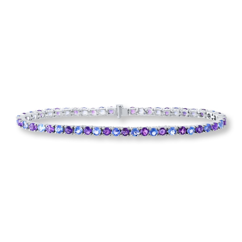 Main Image 1 of Tanzanite and Amethyst Bracelet Sterling Silver