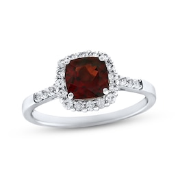 Garnet Ring Lab-Created Sapphires Sterling Silver