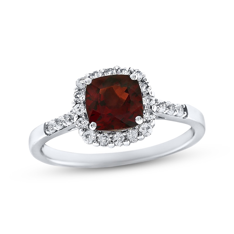 Main Image 1 of Garnet Ring Lab-Created Sapphires Sterling Silver